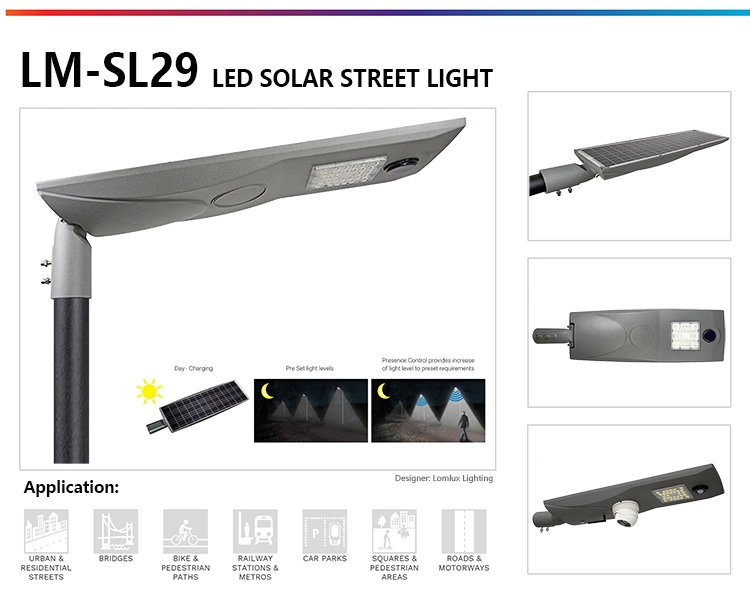 All in One Design 30W Solar LED Street Light Controller Motion Sensor