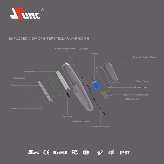ISO9001 IP67 30W 40W 60W 방수 올인원 옥외 태양 광 통합 LED 정원 거리 거리 집 패널과 리튬 배터리가있는 태양 광 조명